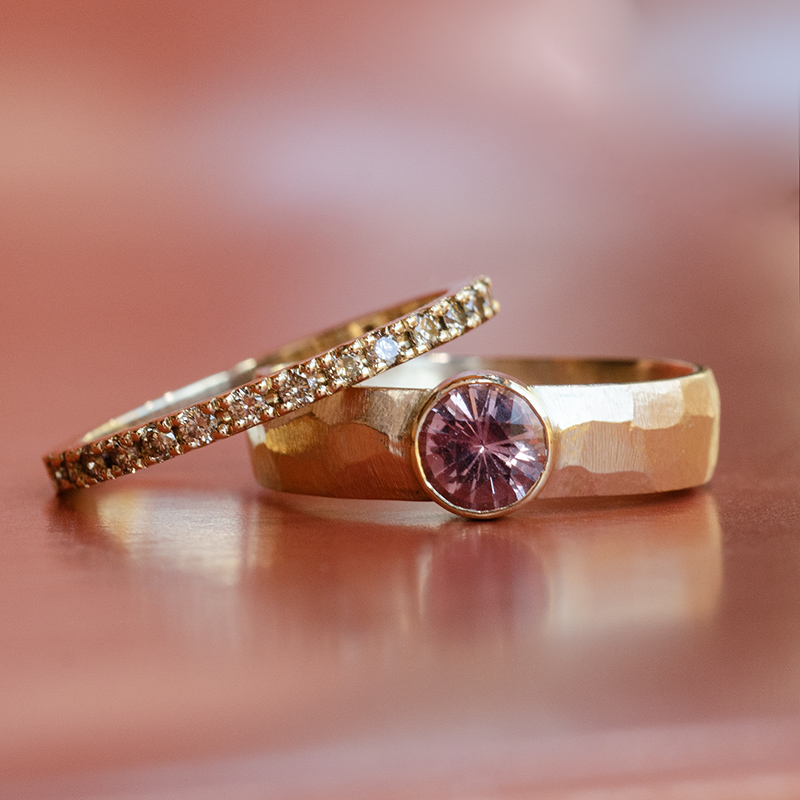 'Hewn' Dusty Rose Pink Sapphire Band