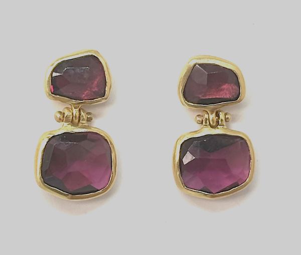 Freeform Faceted Garnet Earrings