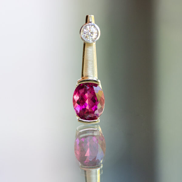 Diamond and Rubelite Tourmaline Pendant