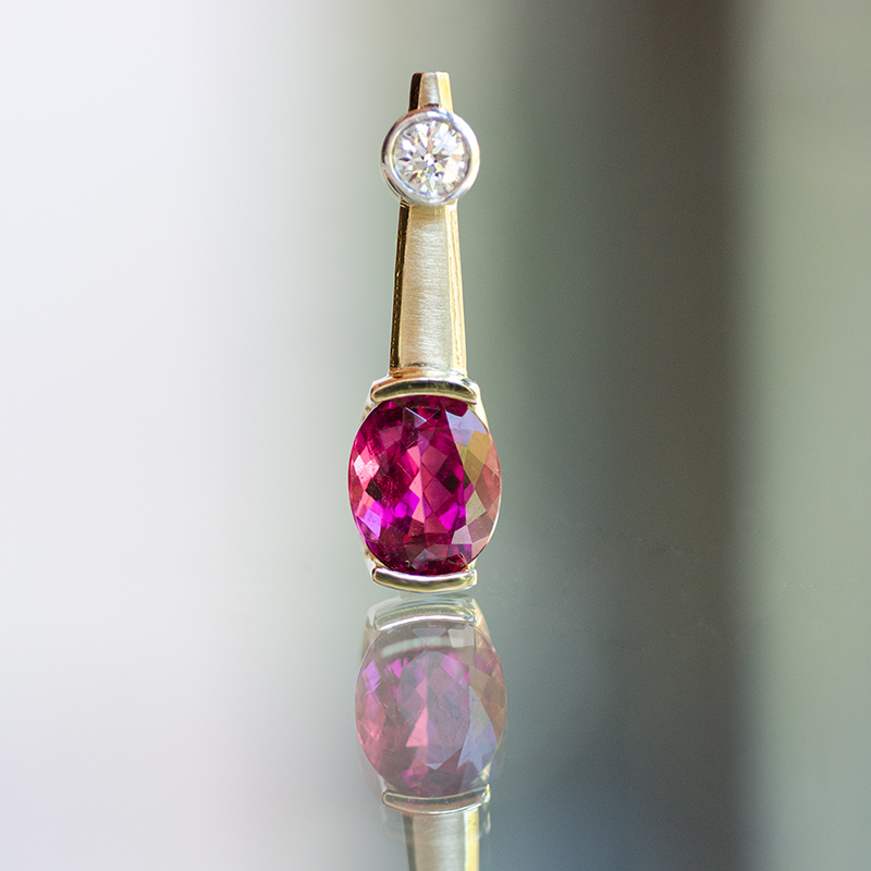 Diamond and Rubelite Tourmaline Pendant