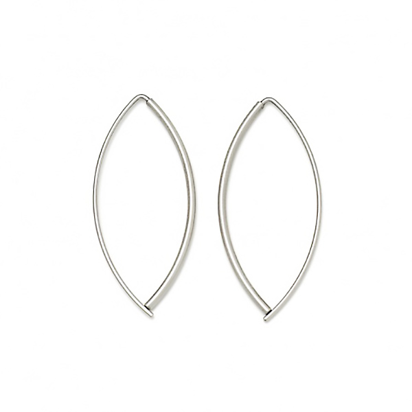 Thin Stainless Steel 'Navette' Earrings, Small