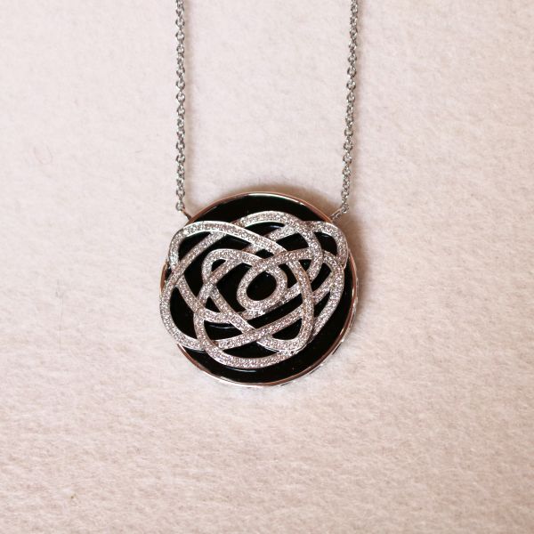 Scribble Pavé Onyx Pendant