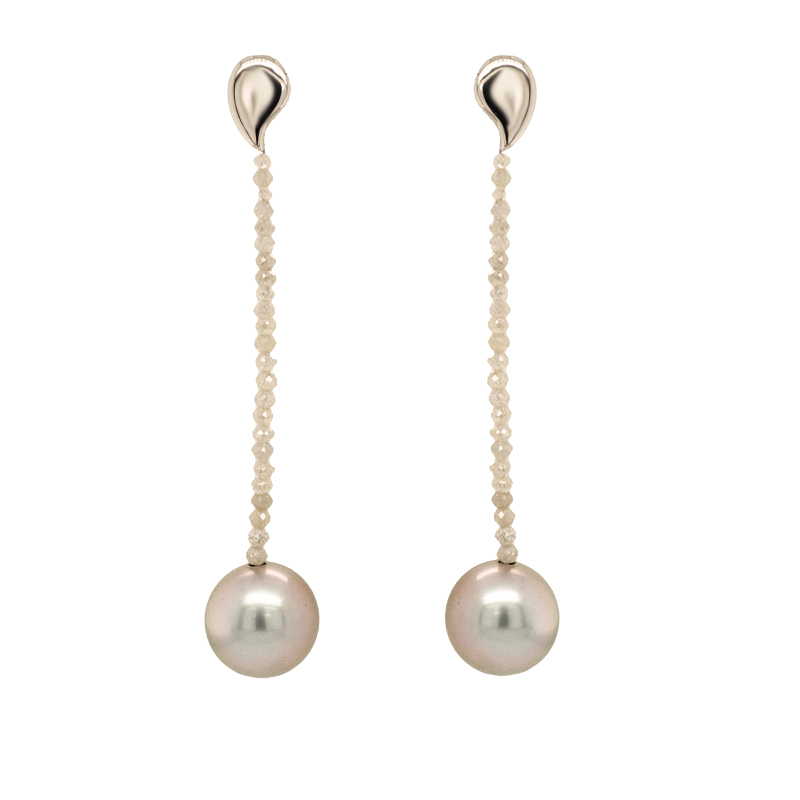 Diamond and Pearl Earrings