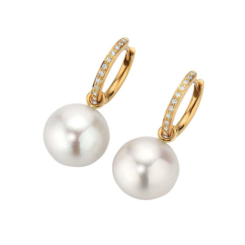 'H2O' Cultured Pearl and Diamond Earrings