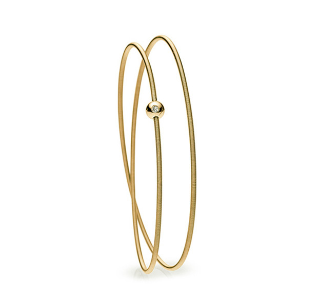 Double Colette Bracelet with Diamond Sphere, Classic Yellow