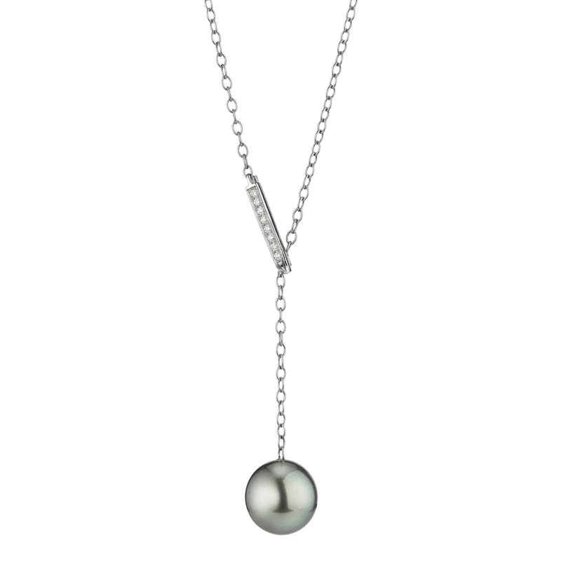 'Salt & Pepper' Diamond and Tahitian Cultured Pearl Lariat Necklace
