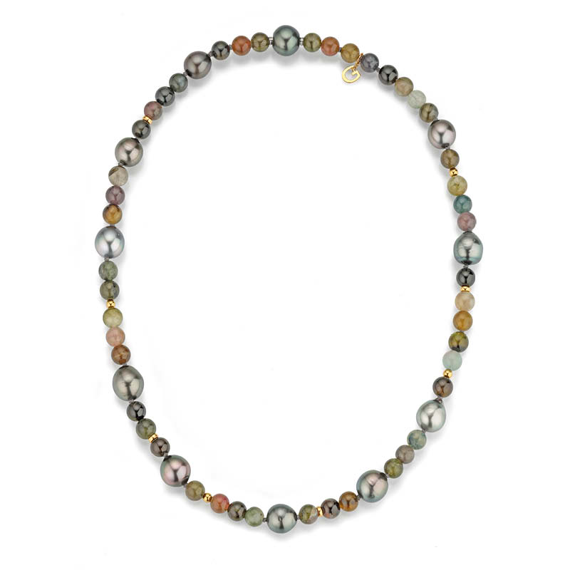 'Big Bang' Cultured Pearl and Tourmaline Bead Vario Necklace