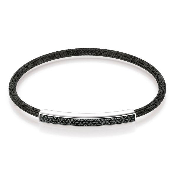 Black Knitted Mesh 'Pavé' Infinity' Bracelet